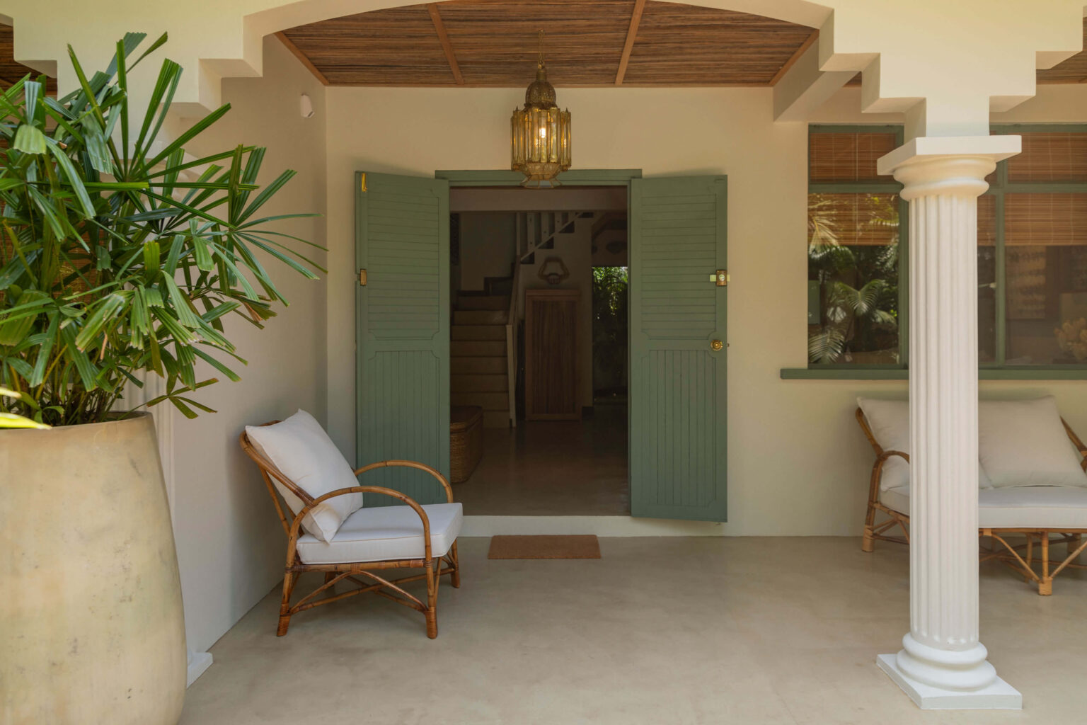 Each terrace features a sofa and chair for relaxed outdoor moments
